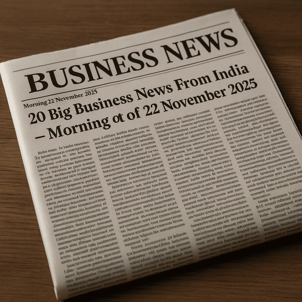 Top 20 Business News India – 22 November 2025 Morning | Major Corporate, Market & Economy Updates