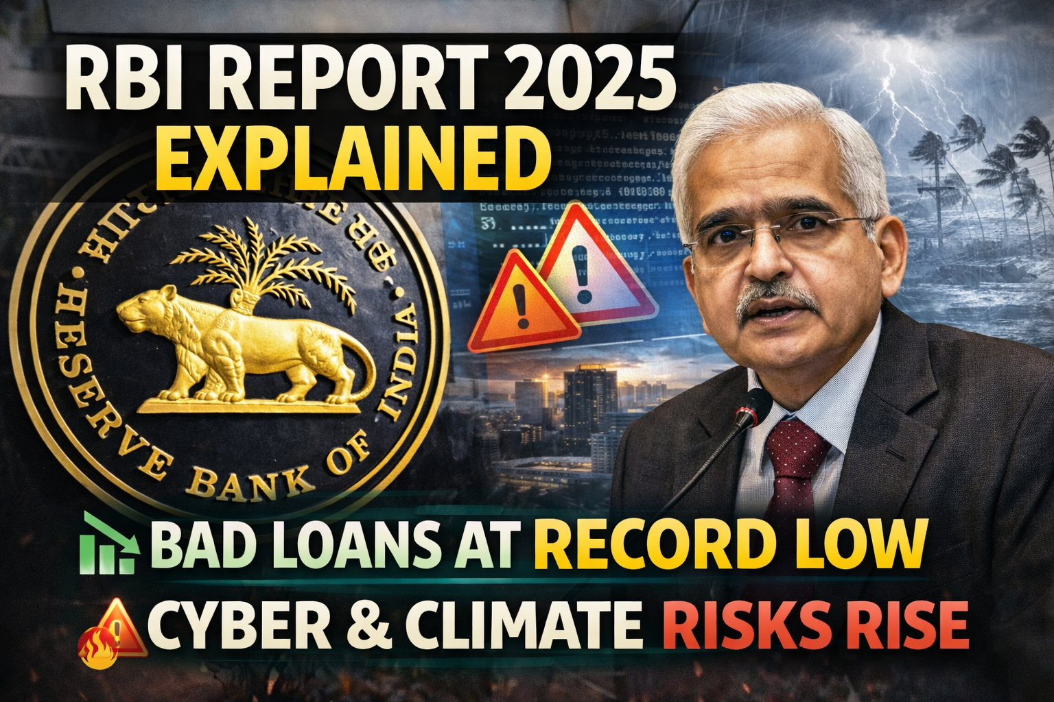 RBI Report 2025 Explained: Bad Loans at Record Low, Cyber & Climate Risks Rise