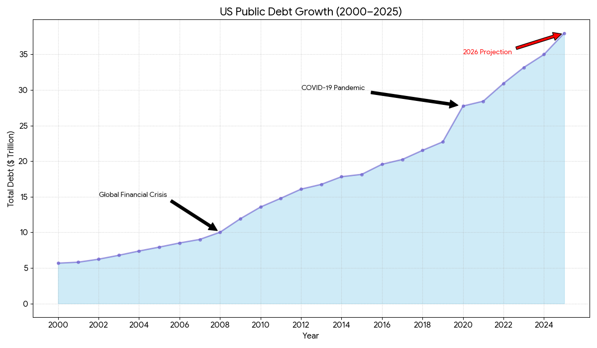 US Public Debt Growth Trillion